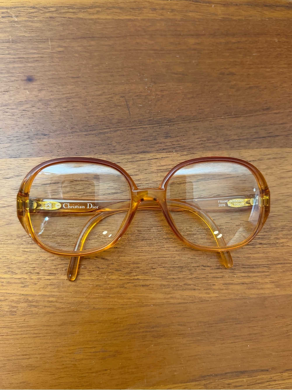 CHRISTIAN DIOR VINTAGE 2076 30 CLEAR BROWN GOLD AUTHENTIC EYEGLASSES 53-17 80s